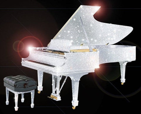 Blinged out baby grand piano